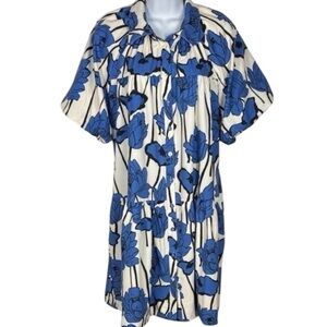 Wenrine Women's Chic Blue Floral Midi Dress Size S NWT